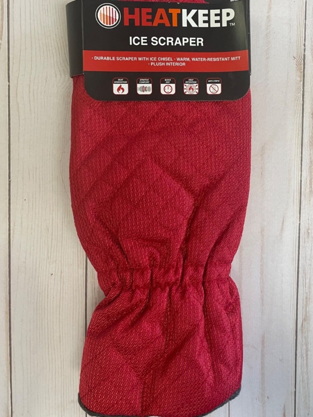 Fleece Lined Auto Car Windshield Fleece Lined Ice Scraper Glove Mitt RED NEW